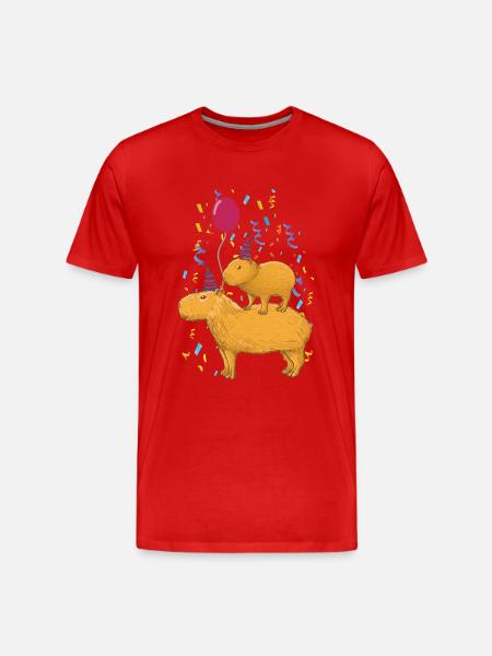 Capybara Birthday - Men's Premium Organic T-Shirt - red