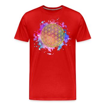 La Fleur de Vie - T-shirt bio Premium Homme - rouge - Devant - Damien (186cm)