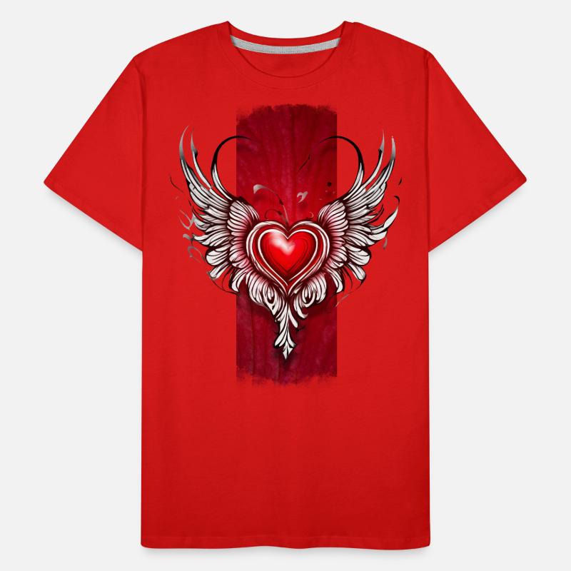 Seraphic Affection: Winged Heart Men's Premium Organic T-Shirt