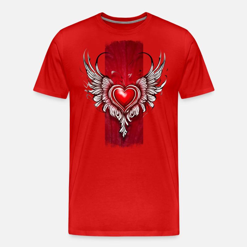 Seraphic Affection: Winged Heart - Men's Premium Organic T-Shirt - red