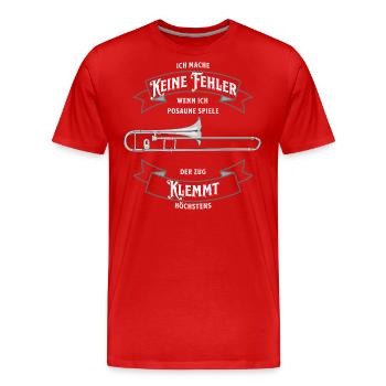 Ich mache keine Fehler wenn ich Posaune spiele - Männer Premium Bio T-Shirt - Rot - Vorne - Damien (186cm)