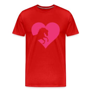 Herz für Pferdenarren, süßes Pferde und Reiter - Männer Premium Bio T-Shirt - Rot - Vorne - Damien (186cm)