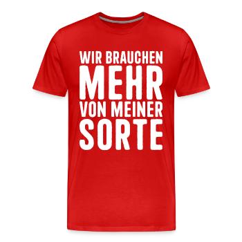 Nous avons besoin de plus de ce genre de trucs drôles - T-shirt bio Premium Homme - rouge - Devant - Damien (186cm)
