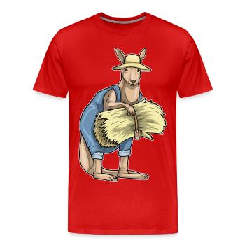 Känguru Landwirt Stroh Bauernhof - Männer Premium Bio T-Shirt - Rot - Vorne - Damien (186cm)