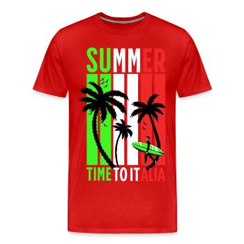 T-shirt d’été unisexe surfeur plage design Italie - T-shirt bio Premium Homme - rouge - Devant - Damien (186cm)