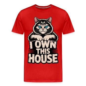 Ich besitze diese Hauskatze - Männer Premium Bio T-Shirt - Rot - Vorne - Damien (186cm)