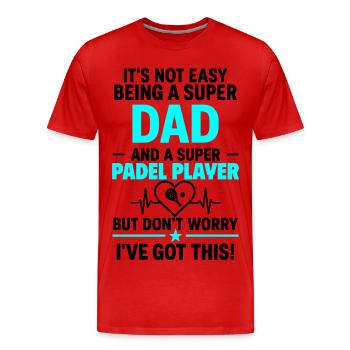 Herz + Padel – Super Papa Padelspieler - Männer Premium Bio T-Shirt - Rot - Vorne - Damien (186cm)
