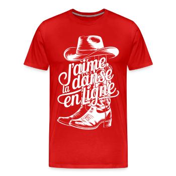 Cowboy boot and flowing lettering - Men's Premium Organic T-Shirt - red - Front - Damien (186cm)