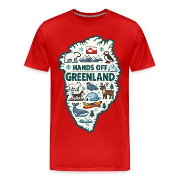 Hands Off Greenland Europa Solidarität - Männer Premium Bio T-Shirt - Rot - Vorne - Damien (186cm)