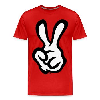 Signe de la main de la victoire (Main gauche / POS / 2C) - T-shirt bio Premium Homme - rouge - Devant - Damien (186cm)