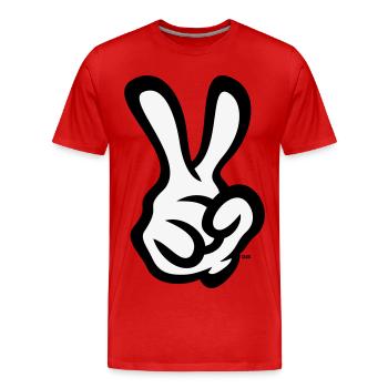 Signe de la main de la victoire (Main droite / POS / 2C) - T-shirt bio Premium Homme - rouge - Devant - Damien (186cm)