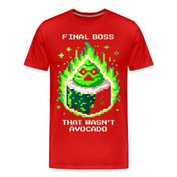 Endboss war kein Avocado | Wasabi Sushi - T-shirt bio Premium Homme - rouge - Devant - Damien (186cm)