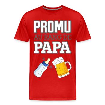 Promu au Rang de Papa Humour Naissance Bébé - T-shirt bio Premium Homme - rouge - Devant - Damien (186cm)