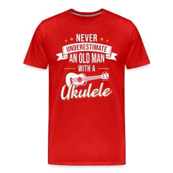 Ukulélé Grand-père Uke Musicien Pension - T-shirt bio Premium Homme - rouge - Devant - Damien (186cm)