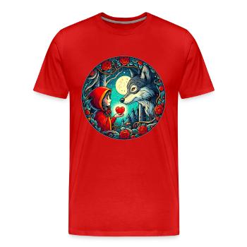 Conte de fées Le petit chaperon rouge Loup Cœur d’enfant Bien-être animal - T-shirt bio Premium Homme - rouge - Devant - Damien (186cm)