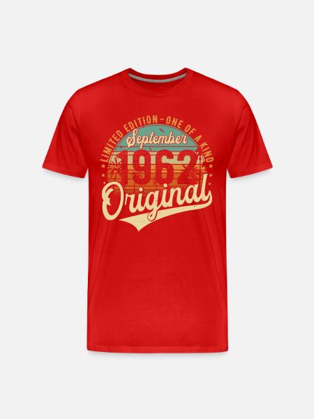 September 1962 Vintage Födelsedag Retro - Organic T-shirt Ekologisk premium-T-shirt herr - röd