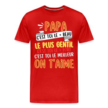 Cadeau pour Papa On t'aime - T-shirt bio Premium Homme - rouge - Devant - Damien (186cm)