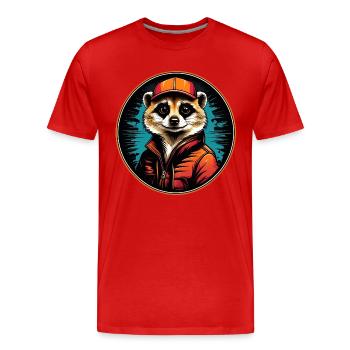 Cooles Erdmännchen im Outdoor Outfit Vintage Stil - Männer Premium Bio T-Shirt - Rot - Vorne - Damien (186cm)