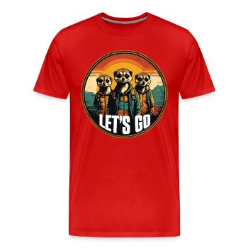 Coole Erdmännchen im Outdoor Outfit Vintage Stil - Männer Premium Bio T-Shirt - Rot - Vorne - Damien (186cm)