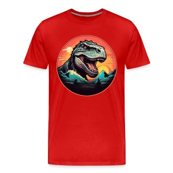 Tyrannosaurus Rex T-Rex dans un cercle coloré - T-shirt bio Premium Homme - rouge - Devant - Damien (186cm)