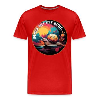 Escargot dans un cercle coloré toujours avec le calme - T-shirt bio Premium Homme - rouge - Devant - Damien (186cm)