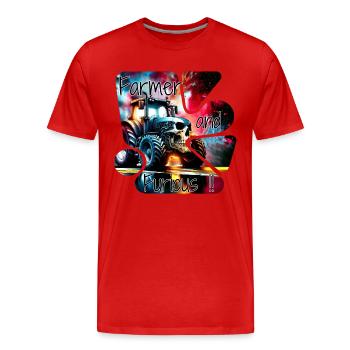 Tractor furious and farmer farmer - Men's Premium Organic T-Shirt - red - Front - Damien (186cm)