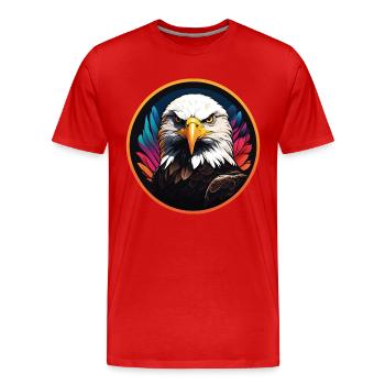 Portrait coloré de pygargue à tête blanche - T-shirt bio Premium Homme - rouge - Devant - Damien (186cm)