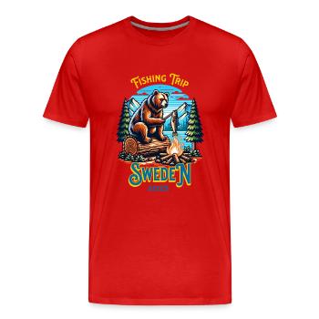 Fishing holidays Sweden Fishing 2025 - Men's Premium Organic T-Shirt - red - Front - Damien (186cm)