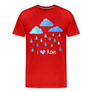Ich liebe Regen, Regentropfen, Wetter Wolken, nass - Männer Premium Bio T-Shirt - Rot - Vorne - Damien (186cm)