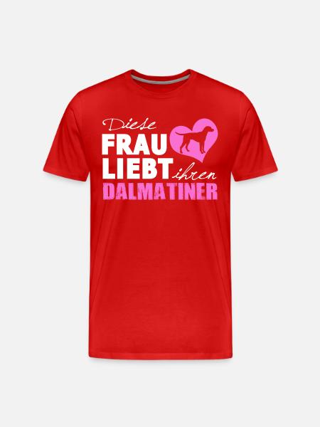 Dalmatiner - Frau liebt - Männer Premium Bio T-Shirt - Rot
