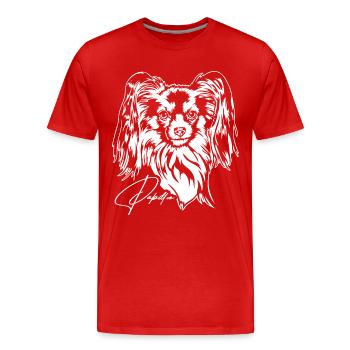 Papillon Portrait Hunde Hund Wilsigns - Männer Premium Bio T-Shirt - Rot - Vorne - Damien (186cm)