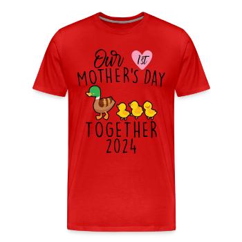 Muttertag Unser erster Muttertag - Männer Premium Bio T-Shirt - Rot - Vorne - Damien (186cm)