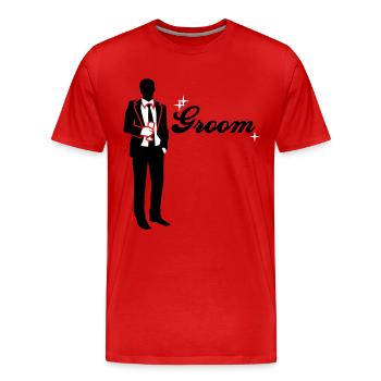 Marié - Équipe - Bride - T-shirt bio Premium Homme - rouge - Devant - Damien (186cm)