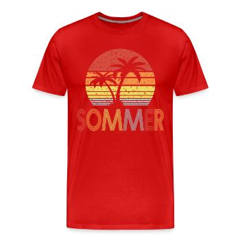 Sommer - Männer Premium Bio T-Shirt - Rot - Vorne - Damien (186cm)