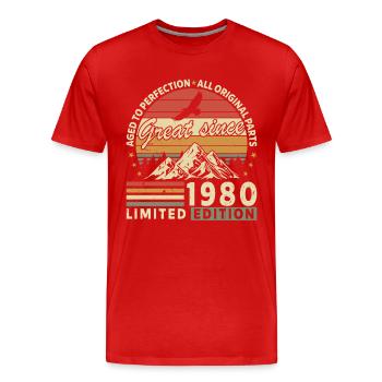 44 Jahre großartig seit 1980 limitierte Auflage - Männer Premium Bio T-Shirt - Rot - Vorne - Damien (186cm)