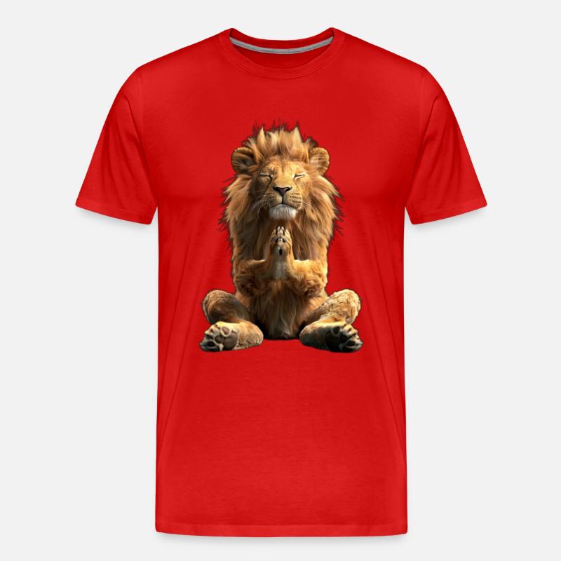 Löwe - Männer Premium Bio T-Shirt - Rot