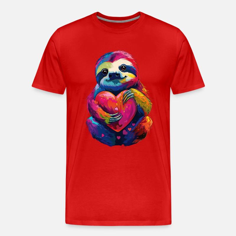 Faultier - Männer Premium Bio T-Shirt - Rot