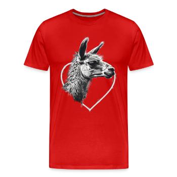 Lama - Men's Premium Organic T-Shirt - red - Front - Damien (186cm)