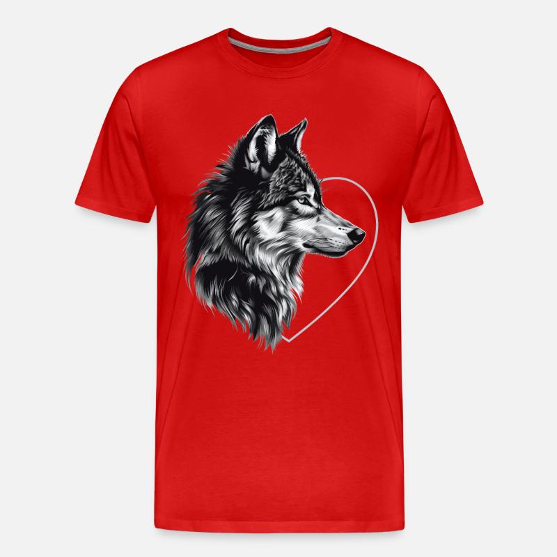 Wolf - Männer Premium Bio T-Shirt - Rot