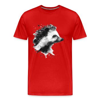 Igel - Männer Premium Bio T-Shirt - Rot - Vorne - Damien (186cm)