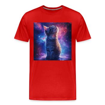 Katze - Männer Premium Bio T-Shirt - Rot - Vorne - Damien (186cm)