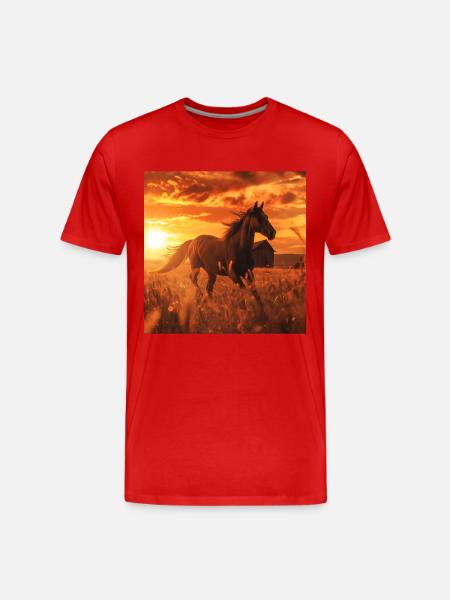 Pferd - Männer Premium Bio T-Shirt - Rot