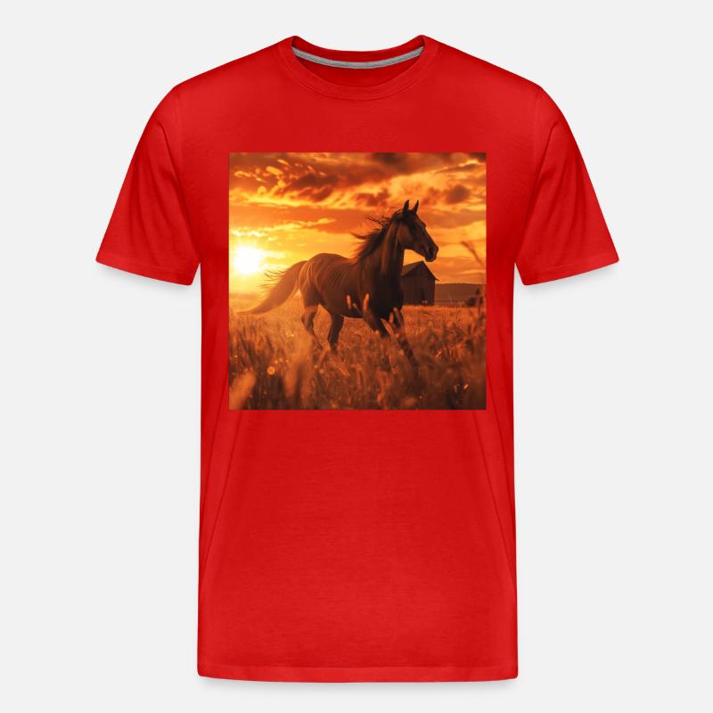 Pferd - Männer Premium Bio T-Shirt - Rot