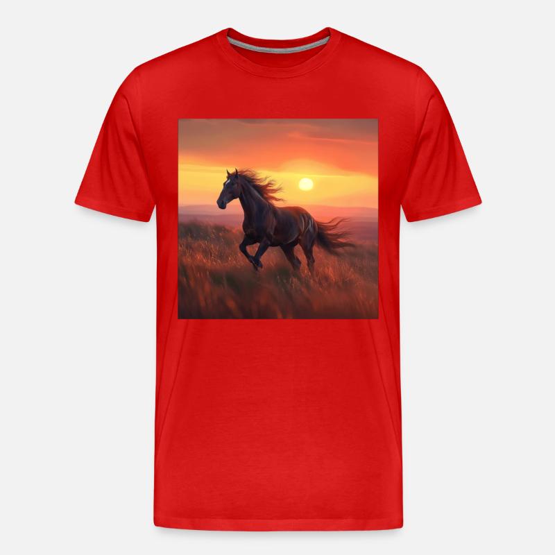 Pferd - Männer Premium Bio T-Shirt - Rot