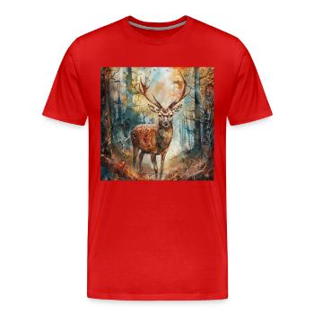 Roe deer - Men's Premium Organic T-Shirt - red - Front - Damien (186cm)