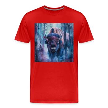 Bison - T-shirt bio Premium Homme - rouge - Devant - Damien (186cm)