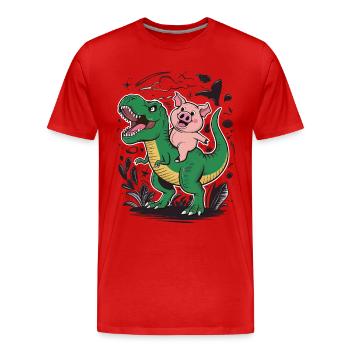 Pig - Men's Premium Organic T-Shirt - red - Front - Damien (186cm)