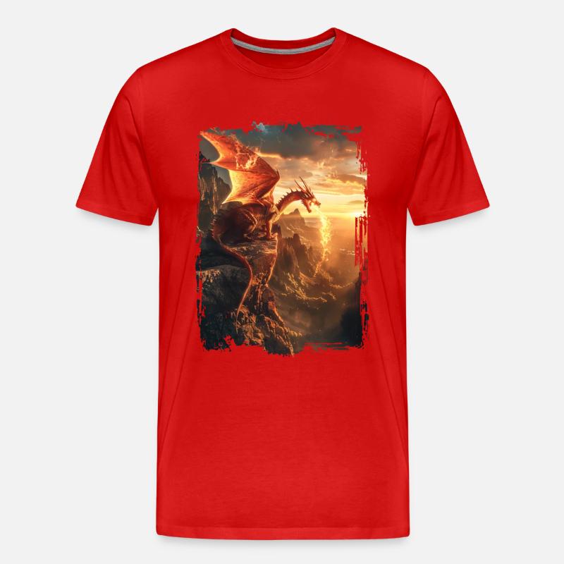 Drachen - Männer Premium Bio T-Shirt - Rot