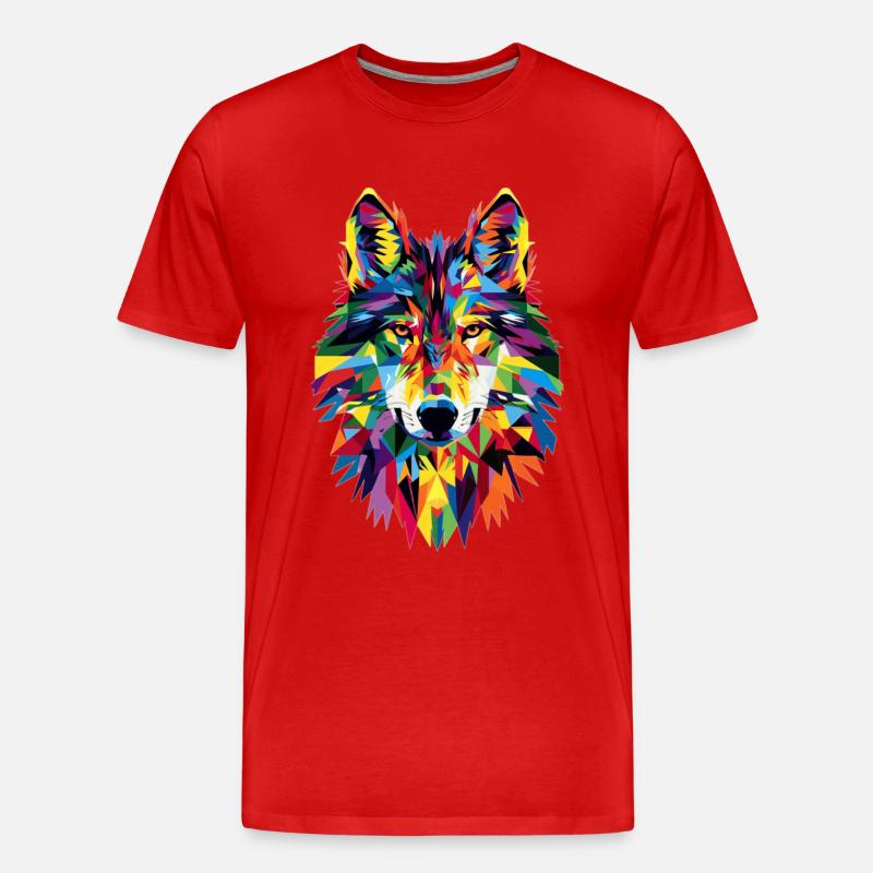 Wolf - Männer Premium Bio T-Shirt - Rot