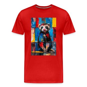 Frettchen - Männer Premium Bio T-Shirt - Rot - Vorne - Damien (186cm)
